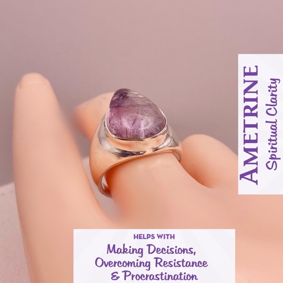 Natural Ametrine Quartz Gemstone Handmade Ring - Picture 4 of 8